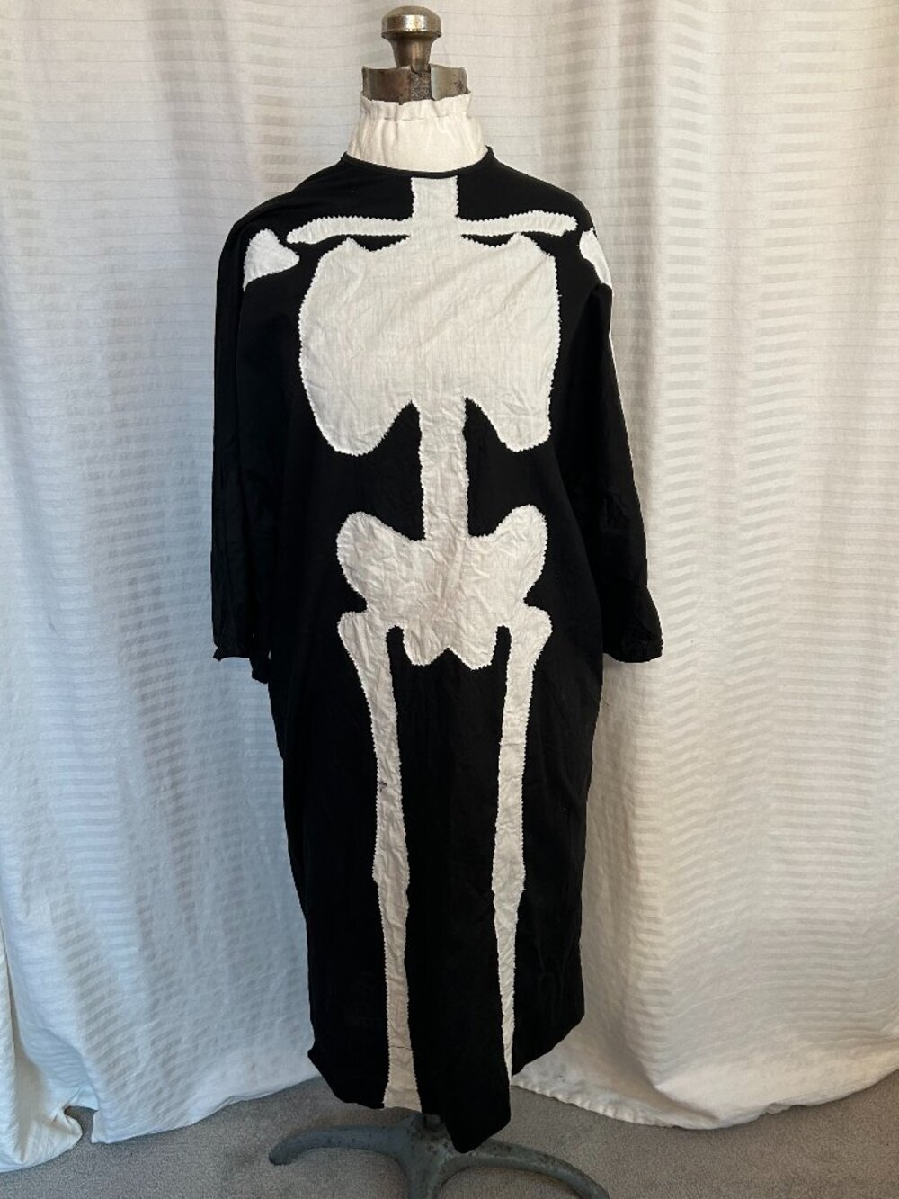 vintage 60s costume: skeleton dress and hood, handmade